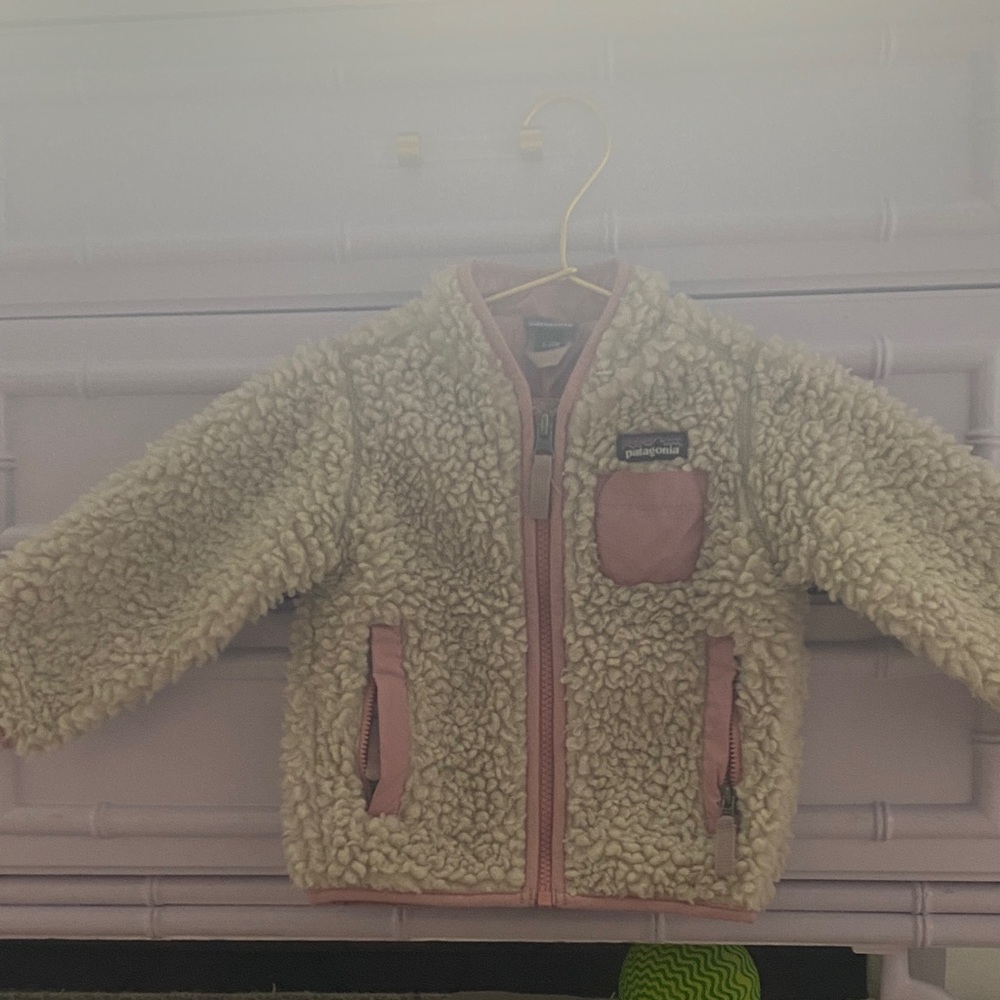 Patagonia Retro X Fleece Jacket with Pink Accents sz 6-12 months